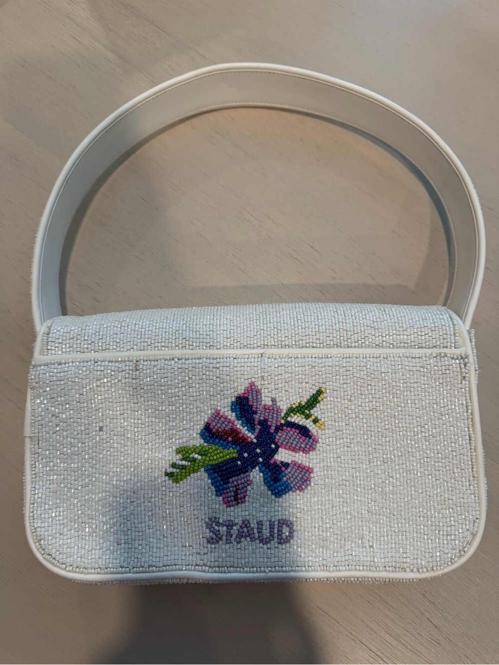 STAUD White Beaded Floral Shoulder Bag - Picture 3 of 5
